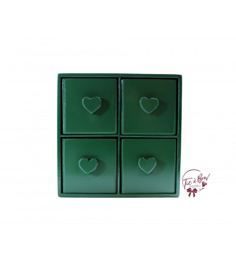 Mini 4 Drawer Cubby With Heart Shaped Handles in Forest Green