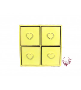 Mini 4 Drawer Cubby With Heart Shaped Handles in Light Yellow