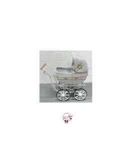 Vintage White and Gold Baby Stroller 