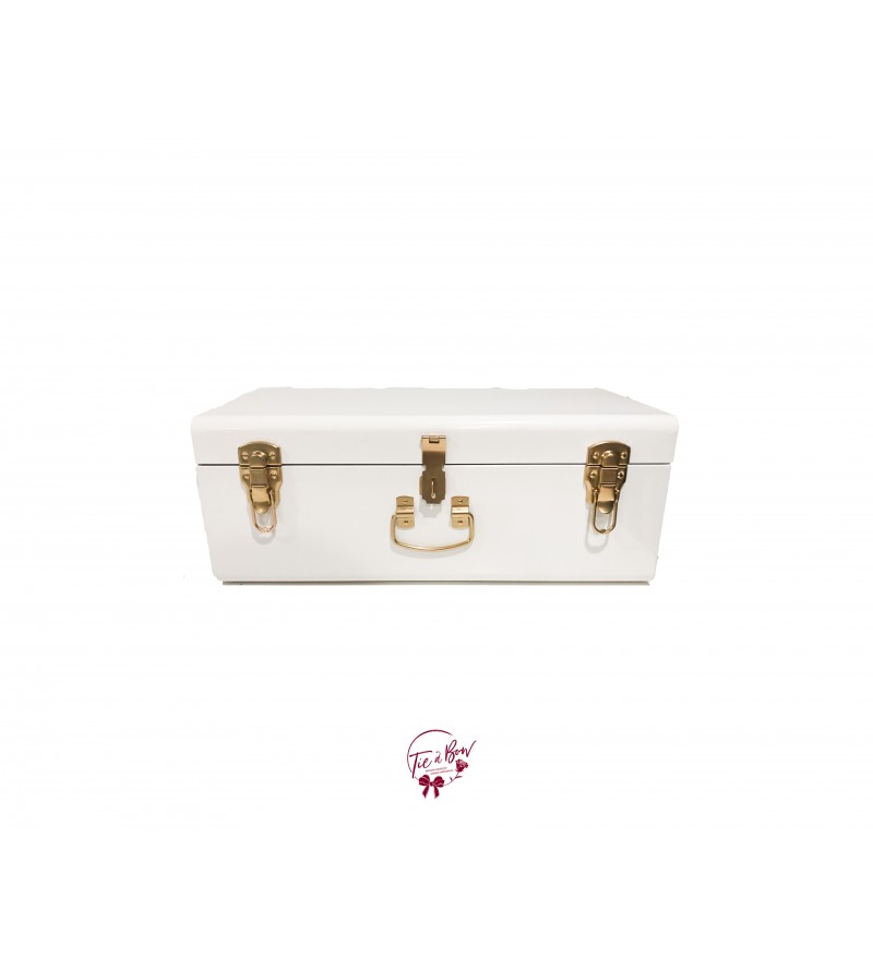 Trunk: White and Gold Metal Trunk (Medium)