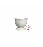 White (Small) Footed Bowl With Floral Design