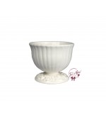 White (Large) Footed Bowl With Floral Design 