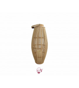Lantern: Rattan Thin Straw with Bottom Closed and LED Candle Lantern