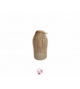 Lantern: Rattan Thin Straw with Bottom Opened and LED Candle Lantern