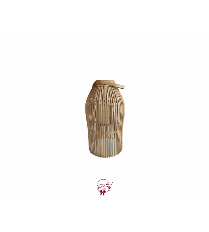 Lantern: Rattan Thin Straw with Bottom Opened and LED Candle Lantern