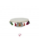 White With Tassel Details Cake Stand: 10in W x 4in H