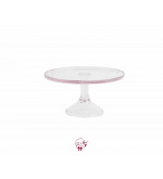 Pink: Clear Pink Cake Stand: 10in W x 5.5in H