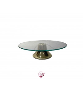 Gold and Glass Cake Stand: 16.5in Wide x 4.5in Tall 