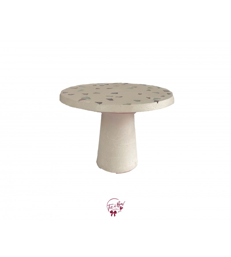 Concrete With Pink, Lavender and Mint Green Accents Cake Stand: 9.5in W x 7in H 