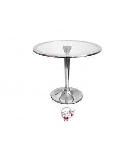 Silver Cake Stand With Glass Plate With Rim (Tall): 12in W x 10in H