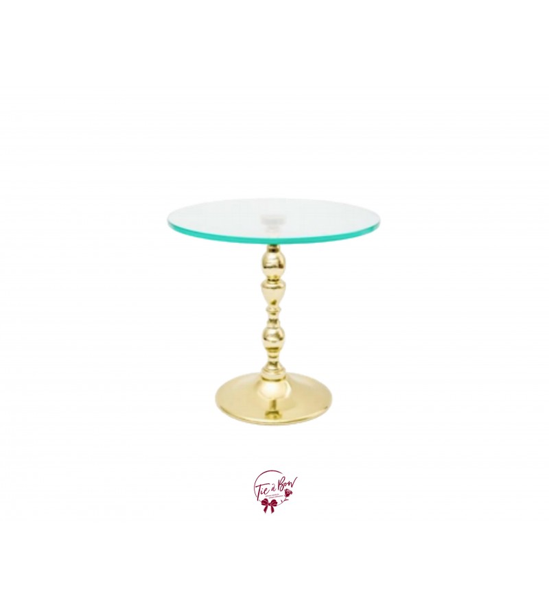 Gold Provence Cake Stand With Glass Plate (Medium): 12in W x 8in H