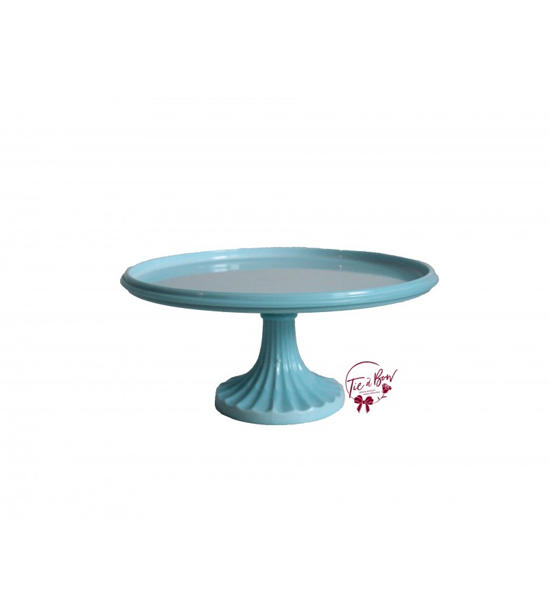 Blue: Light Blue Shell Foot Cake Stand: 10.5in W x 5in H 