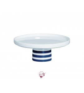 White With Navy Stripped Base Modern Silva Cake Stand (Large)