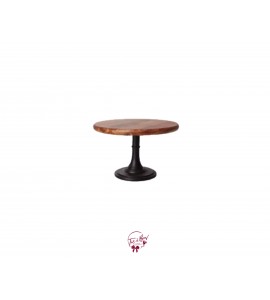 Wood Plate with Black Base Cake Stand: 11.5in W x 8in H