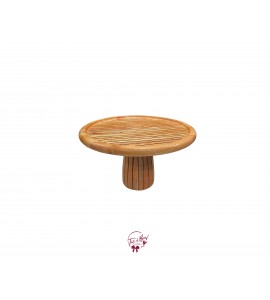 Wood with Black Grooves Cake Stand: 12in W x 7in H