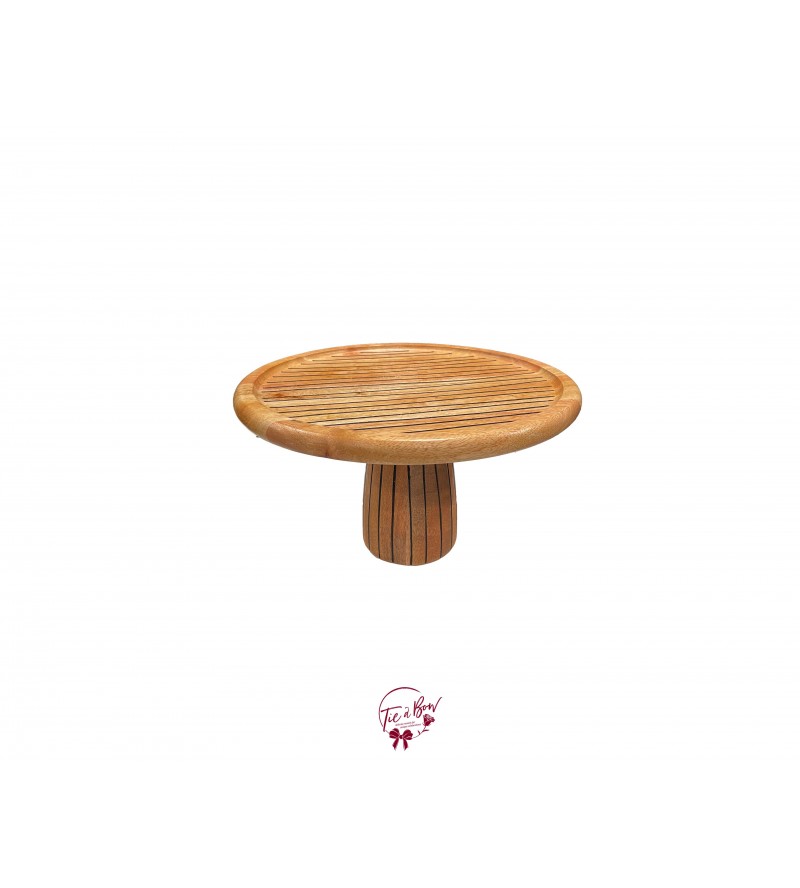 Wood with Black Grooves Cake Stand: 12in W x 7in H