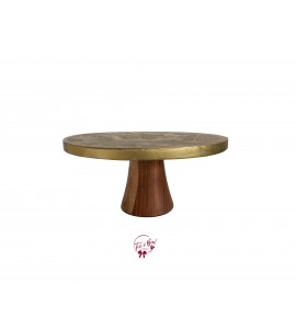 Wood: Golden Stencil Wood Cake Stand: 12in W x 5.5in H