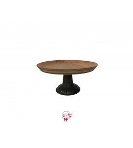 Wood Top with Metal Base Cake Stand: 8.5in W x 4in H