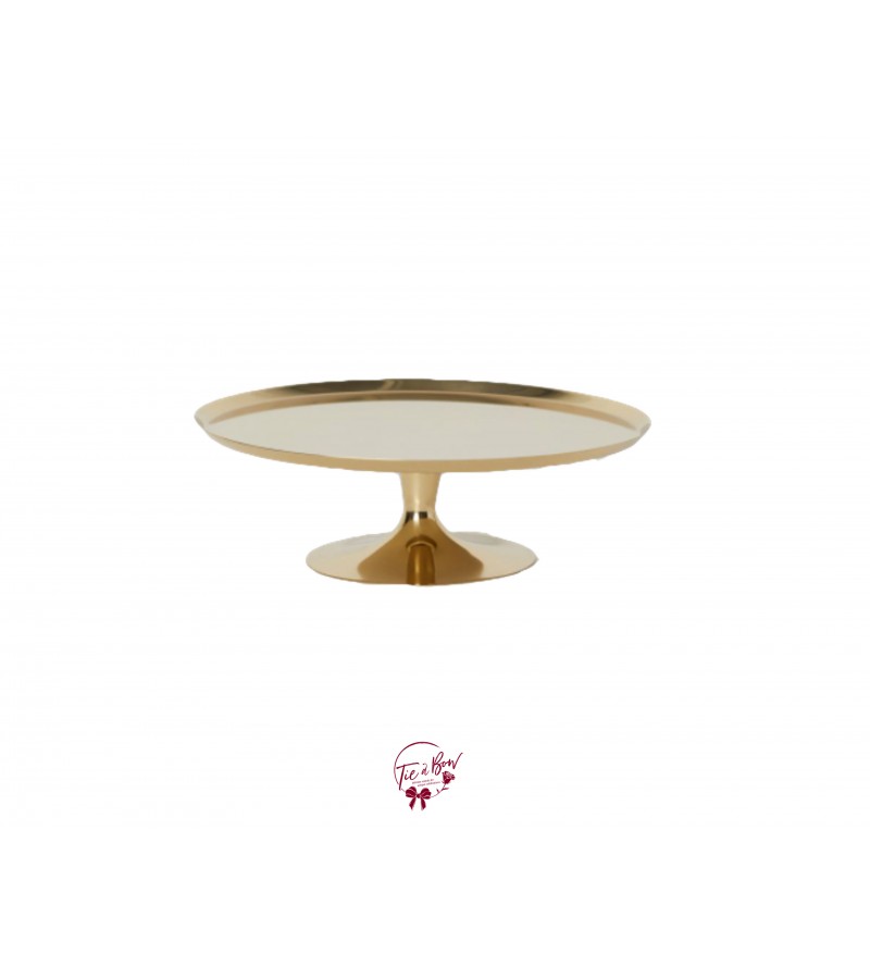 Gold Metal Cake Stand: 9.5in W x 3in H