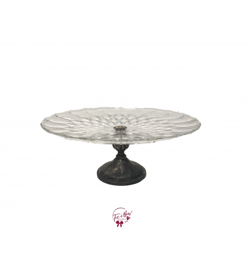 Clear: Vintage Clear Scale Design With Tall Cake Stand: 12in W x 5in H