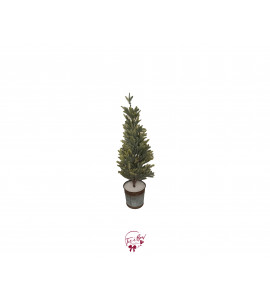 Medium Snowy Pine Tree with Tin Vase 