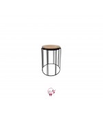 Accent Table: Round Wood Top With Black Metal Legs Table