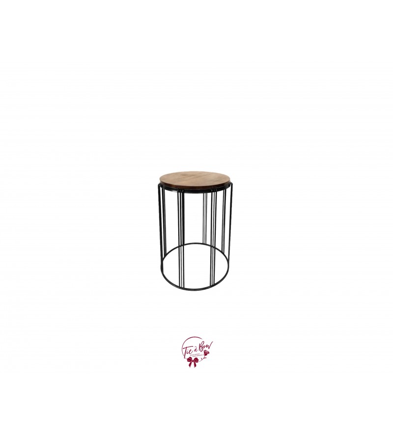 Accent Table: Round Wood Top With Black Metal Legs Table