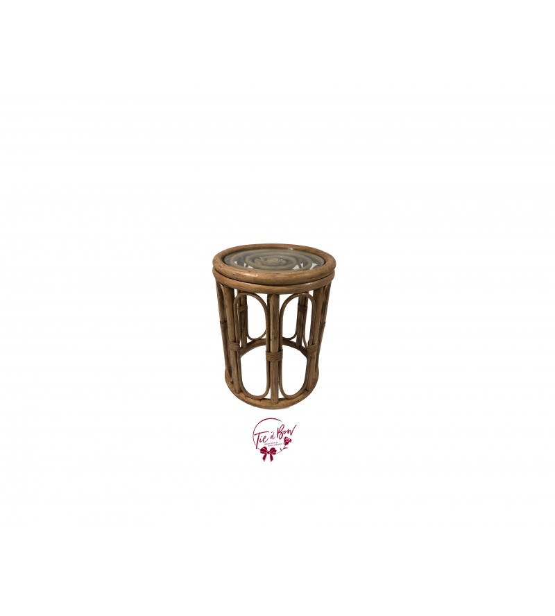 Accent Table: Bamboo Table with Glass Top (Small)