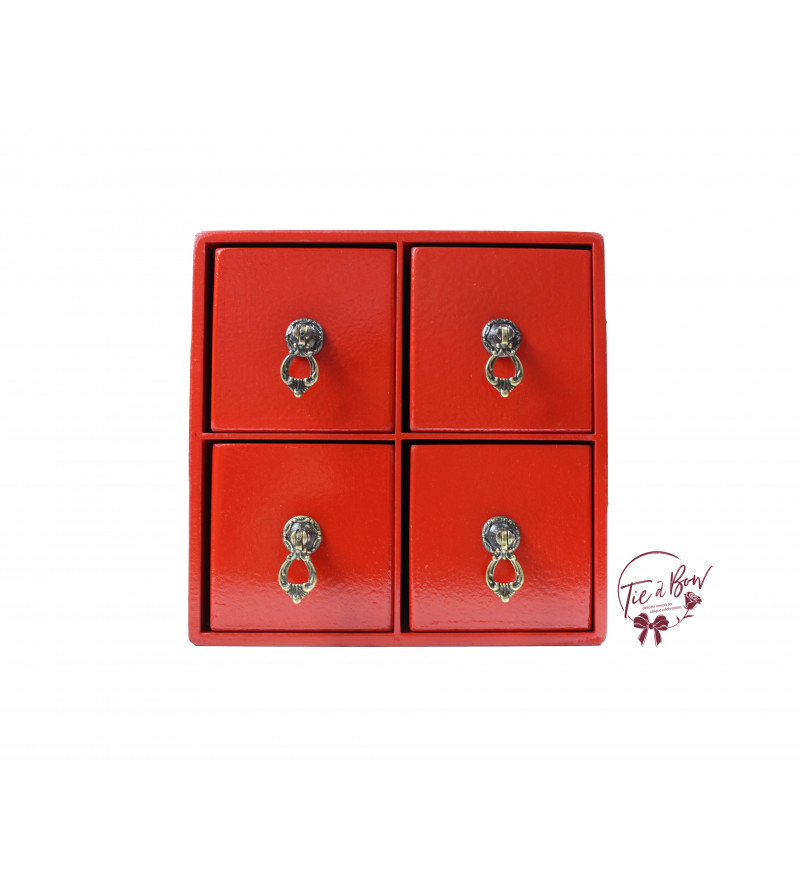 Mini 4 Drawer Cubby in Red