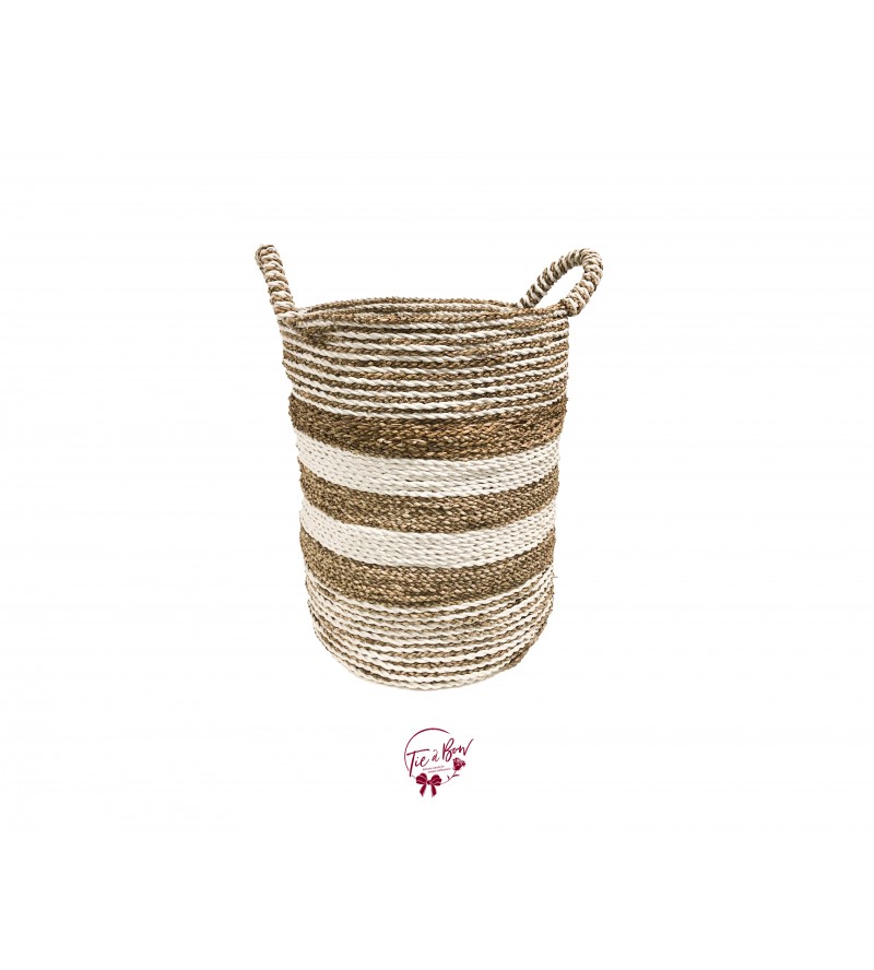 Basket: Seagrass Multiple Alternated Stripes Basket Large 