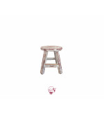 White Distressed Rustic Round Stool 