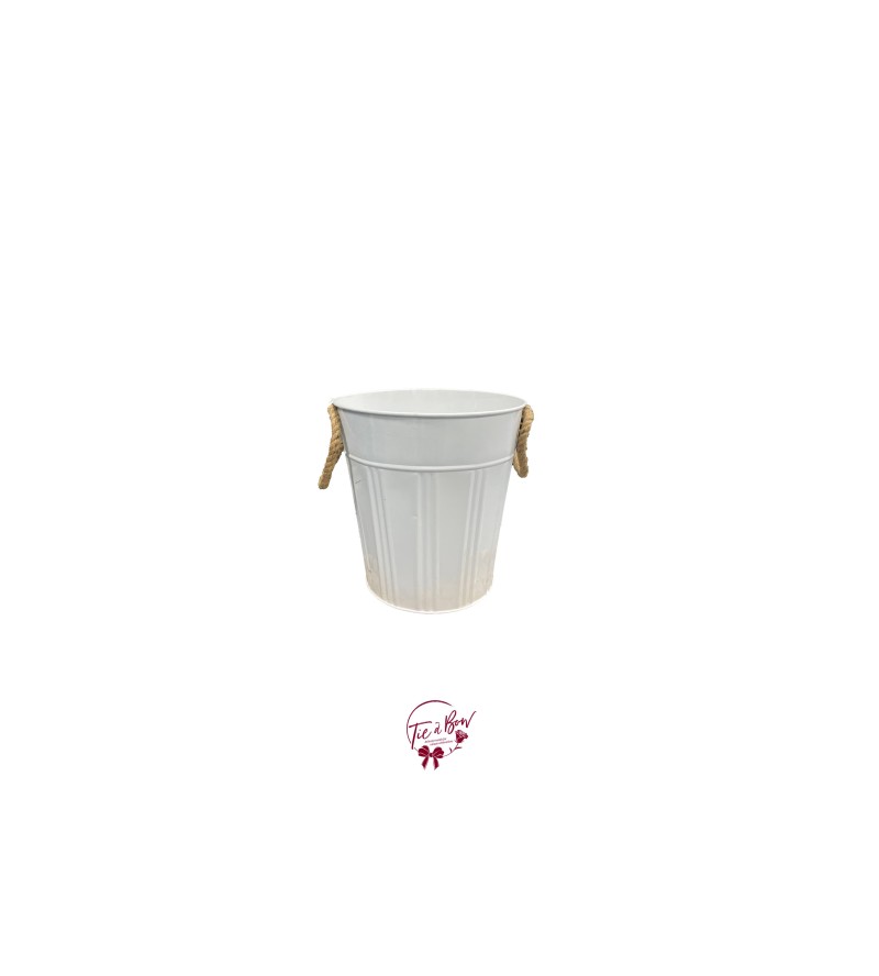 White Bucket with Sisal Handles