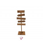 Sign Post with Arrows in Wood with 5 Customizable Signs