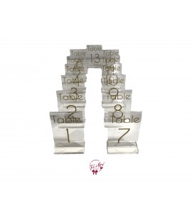 Table Number: Acrylic Rectangular Frame with Golden Numbers (1-13)