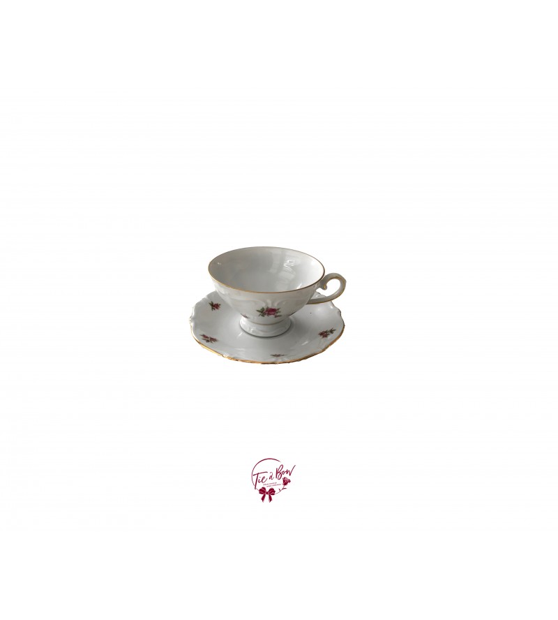 Tea Cup: Roses Print Tea Cup With Saucer