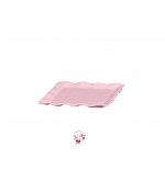 Pink: Baby Pink Ruffled Edge Square Plate 