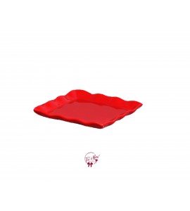 Red Ruffled Edge Square Plate 