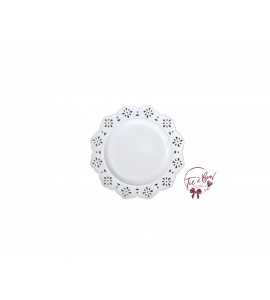 White Round Lacey Edge Plate