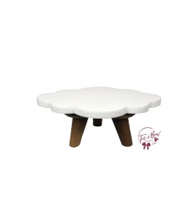 White: 3 Footed White Cloud Tray With Wood Feet