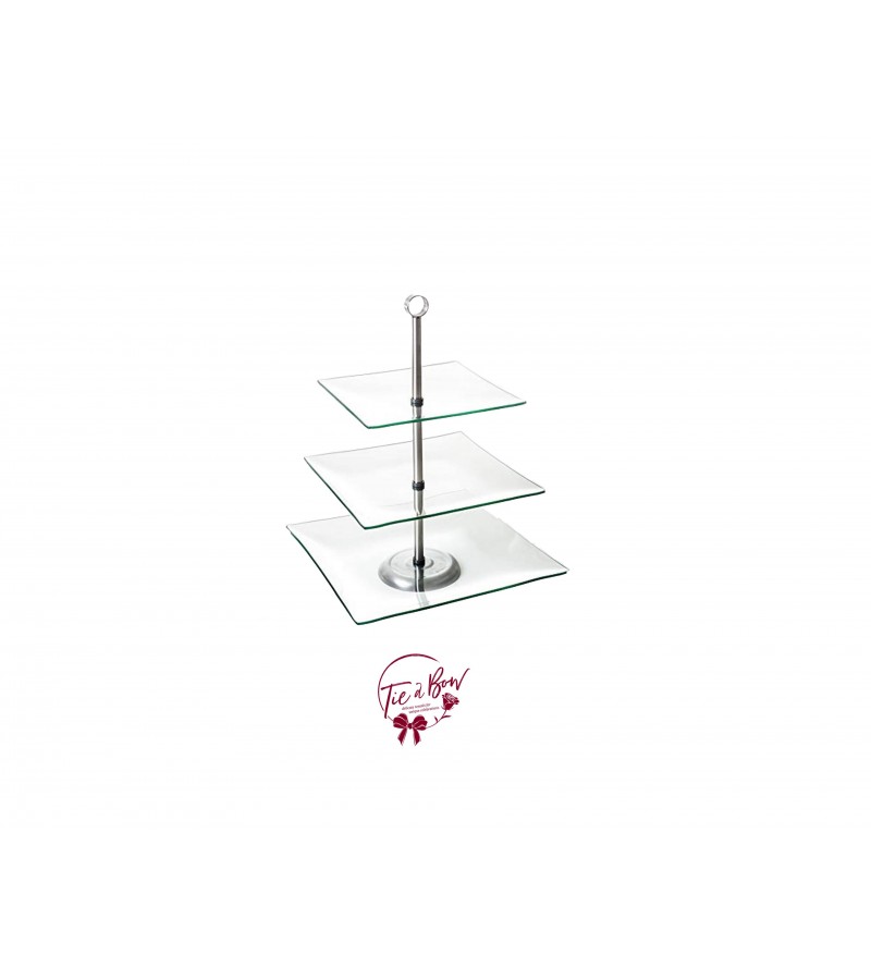 Clear: Clear with Silver Accent 3 Tier Tray 