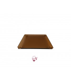 Amber Glass Square Footed Tray  (Medium)