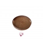 Brown: Brown and Beige Round Woven Wicker Tray
