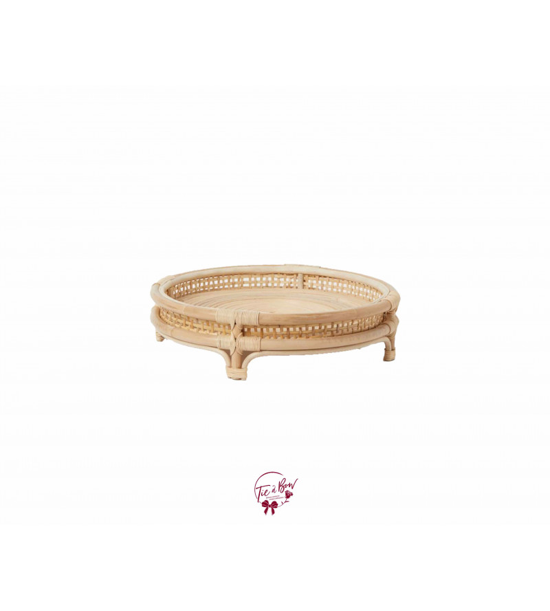Rattan Round Footed Tray 