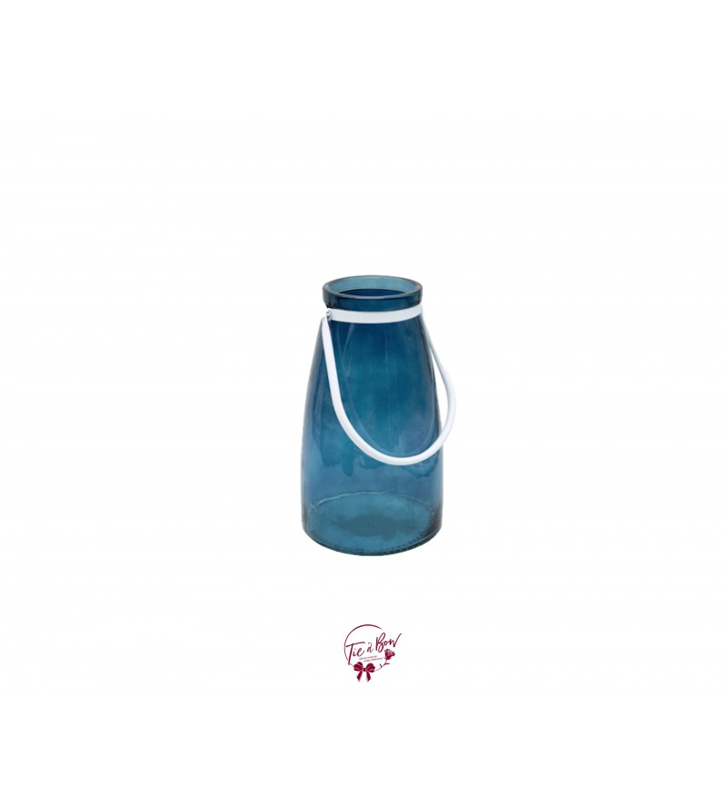 Blue with White Metal Handle Vase 